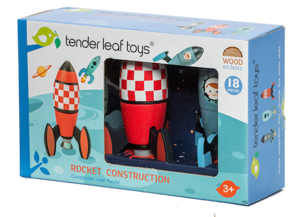 Toy wooden rocket construction